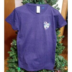 Ladies T-Shirt Sz M Deer Head Black SS Handmade Casual At Leisure New